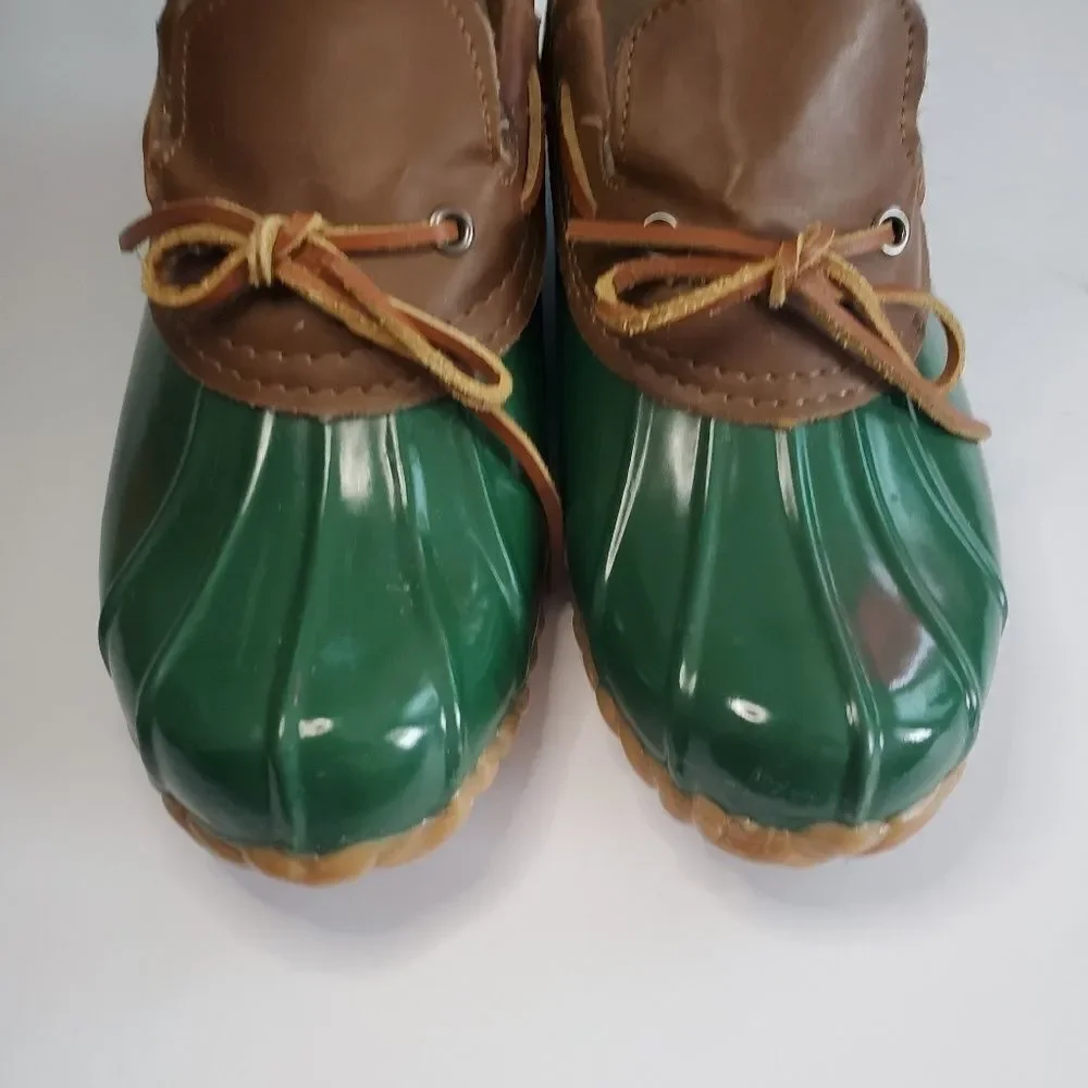 KHOMBU low rain boot‎ glossy green low duck shoe 7